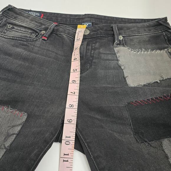 True Religion Halle Mid-Rise Skinny Jeans Skull Patch Black Rinse Wash Size 29 - Picture 9 of 15